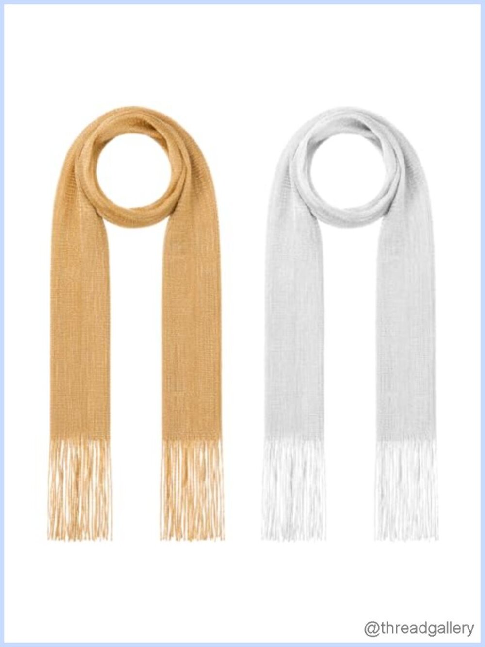 2 Pack Lightweight Glitter Knit Scarf with Tassels for Women